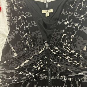 Burberry Black and White Leopard Print Dress